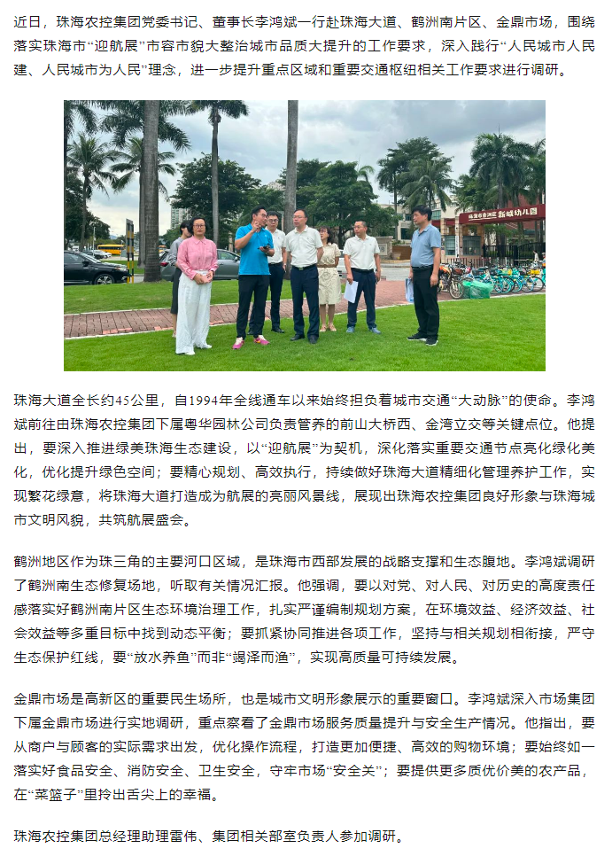在线a天v堂一区99xx党委书记、董事长李鸿斌调研“迎航展”市容市貌大整治城市品质大提升工作.png